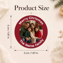 35-350pcs Custom Christmas Family Photo Stickers, Personalized Round Gift Labels, Festive Red Green Holiday Style, Customized Name Family Picture Stickers, Customizable Christmas Gift Seals, Gift Wrapping Decor,Holiday Party Favors,Christmas Stickers - Multicolor - View 2