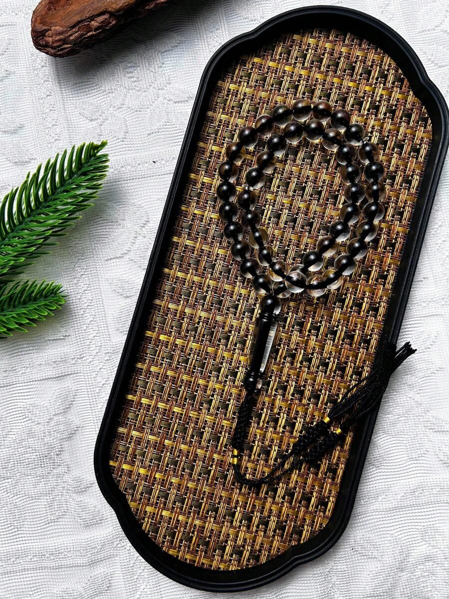 Transparent Crystal Tasbih Prayer Beads, High-Clarity Round Beads With Exquisite Handmade Tassel Pendant, Portable Religious Accessory, Holiday Gift - Multicolor - View 1