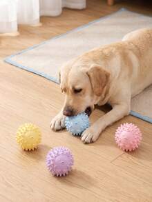 1pc Squeaky Dog Chew Toy, Hedgehog‑Shaped Spiky Rubber Ball, Soft Teething Toy For Small Medium Dogs, Interactive Bite‑Resistant Pet Toy, Cute Colorful Puppy Play Ball For Indoor Outdoor Playing - Multicolor - View 3