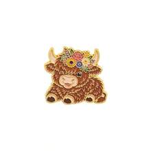 Cartoon Highland Cow Enamel Brooch, Floral Yak Metal Lapel Pin Badge, Cute Backpack Hat Jacket Clothing Decoration Accessory, Adorable Gift For Friends - Multicolor - View 14