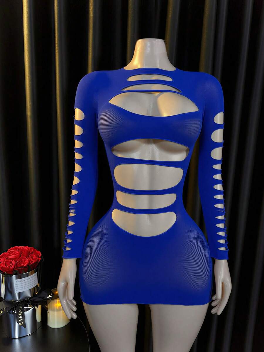Lingerie Set/Role Play Costume Jumpsuit Shirt Long Sleeve Underwear Cover-Up Bikini Cover-Up - Blue - View 1