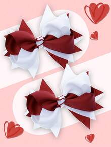 2Pcs 5 Inch Back To School Hair Bows, Two Tones Hair Bow, School Hair Bows,Girls Hair Bow Fashionable Children Hair Bows With Clips For Festivals - Burgundy - View 1
