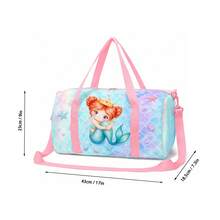 Cute Mermaid Princess & Shell Print Girls Travel Bag, Pink Zipper Travel Tote With Top Handle And Shoulder Strap - MERMAIDS-5 - View 5