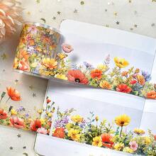 2m/Roll Cherry Blossom PET Washi Tape Floral Transparent Sticker Decorative Tape, Suitable For Diary, Scrapbook, Planner Stationery, 100cm Loop - Flowers - View 9