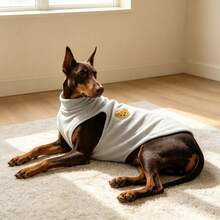 1 Buah Rompi Anjing Tanpa Lengan Kerah Tinggi, Pakaian Hewan Peliharaan Rajut Lembut dengan Aplikasi Tempelan Beruang Lucu, Pakaian Rumah Hangat Model Pullover untuk Anjing Ras Sedang hingga Besar - Light Grey - View 10