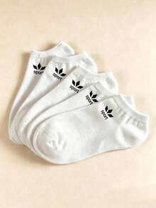 1/6/12 Pairs Men's Letter Print Solid Color Boat Socks, Sweat-Absorbent Breathable Soft Invisible Socks, Couple Socks, Unisex, Suitable For Daily, Sports, Home, Back To School, All Seasons - Multicolor - View 6