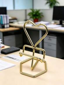 Heart-Shaped Metal Phone Stand, Easy-To-Use Iron Slouchy Desktop Phone Holder Base For Bedroom - Multicolor - View 4