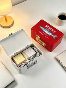 Jewelry Organizer With Sardine Pattern, Jewelry Box With Combination Lock, Hair Accessory Storage Case. Portable Card Storage Box, Daily Miscellaneous Storage, Suitable For Travel, Dorm, Home, Office, Birthday Gift, Halloween Christmas Gift - Multicolor - View 4