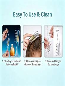 Transparent Pink Liquid Guide Comb, Visible Liquid Guide Comb, Rolling Ball Metal Teeth, Even Liquid Control And Distribution Design, Nourishes Scalp And Hair Roots, Relieves Scalp Tension, Prevents Hair Loss, Suitable For Hair, Beard And Pet Fur - Multiple Styles - View 9