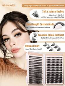 CMAYOME 200/384pcs Individual Curl Eyelash Extension Kit, D Curl 10-16mm Mixed Style, DIY Eyelash Extension Set Includes Natural, Delicate, Voluminous, Long-Lasting Lashes, Glue, Sealer And Tweezers, Suitable For Beginners Daily, Party, Music Festival Use - Multicolor - View 5