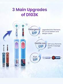 Cepillo de dientes eléctrico Oral B D103K para niños, IPX7 resistente al agua, modo dual, recargable, con temporizador inteligente y función interactiva de aplicación - Multicolor - Ver 10