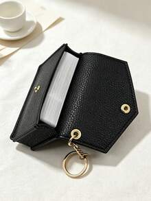 Minimalist Coin Purse, Portable Key Ring Coin Bag, Soft Lychee Texture Feel, Multi-Functional Large Capacity Coin & Card Holder, Card Wallet - Multicolor - View 3