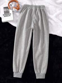 1pc Girls' Teenagers All-Season Minimalist Solid Color Straight Leg Sweatpants, Loose Knit Casual Long Pants, Versatile For Outdoor Sports - Light Grey - View 8