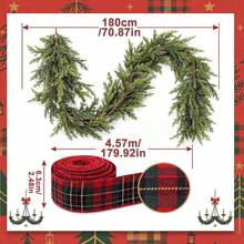 1 Set DIY Christmas Chandelier Garland Decorations Included Artificial Pine Garlands And Green Red Plaid Ribbons Xmas Dining Room Table Decoration For Christmas Theme Holiday Party Backdrop Centerpiece - Decorative Pendant - View 3