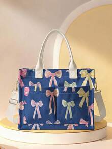 1pc Children's Tote Bag, Multi-Scenario Versatile, Extra Large Capacity, Ultra Lightweight & Portable, Versatile & Practical, Bowknot, Heart, Cherry Print Large Capacity Crossbody Mommy Bag, Multiple Pockets, Detachable Shoulder Strap, 2026 New Highly Attractive Daily Handbag - Multicolor - View 26