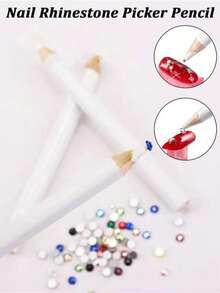 Short Rhinestone Wax Pencil With Adhesive Tip, Suitable For Jewelry, Nail Art, Toys, Large Fan Rhinestone Tool - Multicolor - View 2