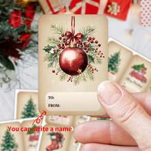 90pcs/15sheets Christmas Gift Labels Stickers, Vintage Christmas Name Gift Stickers, Holiday Gift Packaging Labels, With Christmas Tree, Santa Claus, Wreath, Christmas Stocking Designs, Christmas Party Decoration - Multicolor - View 5