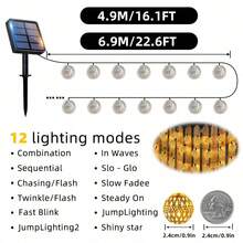 Solar-Powered Moroccan Spherical String Lights, 20/30 LED, Colorful Fairy Lights, Waterproof, Suitable For Outdoor Garden Fences, Patios, Indoor Bedrooms, Mother's Day, Christmas, And Home Party Decorations. - Colorful Morocco - View 4