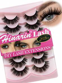 7 Pairs DD Curl Russian Strip Lashes Faux Mink Lashes Fluffy Wispy Lash Natural Look 3D Effect False Eyelashes Volume Short Fake Reusable Eyelash - Black - View 2