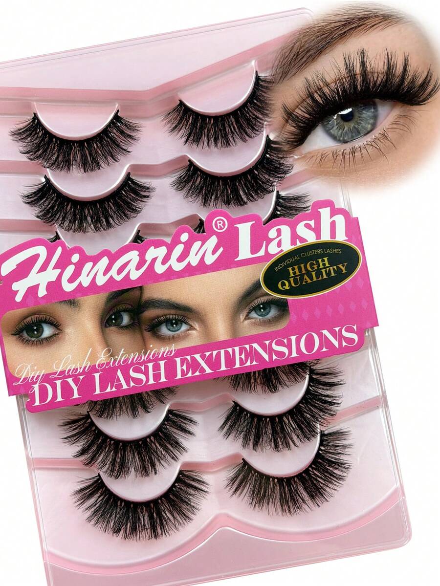 7 Pairs DD Curl Russian Strip Lashes Faux Mink Lashes Fluffy Wispy Lash Natural Look 3D Effect False Eyelashes Volume Short Fake Reusable Eyelash