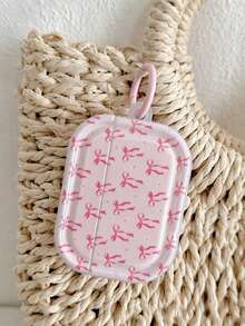 Full Print Pink Bow Bluetooth Earphone Protective Case Compatible With Iphone Earphone Case Compatible With Airpods 1/2 Generation, 5th Generation Earphone Protective Cover, With Buckle, Compatible Compatible With Airpods 1/2/3/4/5/Pro/Pro2/Pro3, Sweet Girl Best Friend Gift Small Present - Pink Ribbon + Pink Buckle - View 1