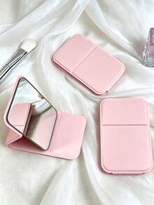 New Minimalist Mini Foldable Portable Makeup Mirror, Pink/Green/White/Black, With Stand Design; Suitable For Travel And Daily Use; Minimalist Style Rectangular Desktop Foldable Makeup Mirror, A Must-Have For Returning To School - Multicolor - View 11