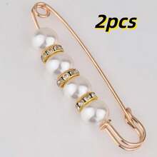 2/5pcs Elegant Pearl Safety Pin Brooch, Pants Waist Cincher, Clothing Anti-Exposure Pin, Fashion Sweater & Jacket Accessory - 7.5cm Multicolor - View 17
