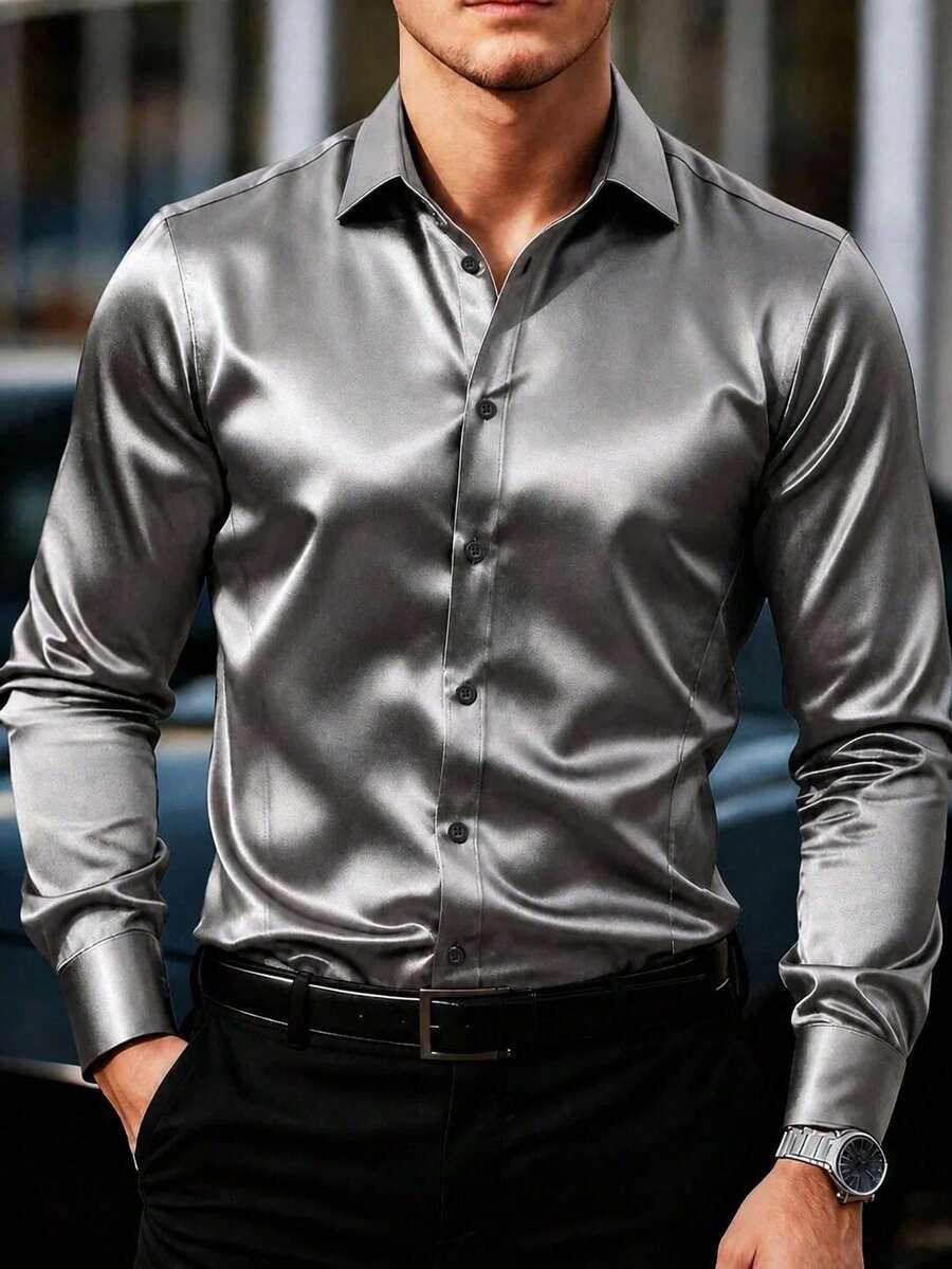 Men Shirt Studs - Grey - View 1