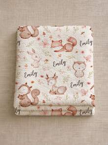 1pc Customized Name Blanket, Animal, Personalized Bed Blanket, Tropical Animal Print, Can Print Name, Personalized Blanket, Cute Blanket, Comfortable Blanket, Home Gift, Birthday Gift, Christmas Gift, Personalized Gift, Gift For Son/Daughter, Gift For Friend - Style 1 - View 5