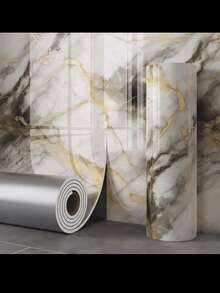 1 Roll 300cm/118.1in Marble Pattern Self-Adhesive Wall Decor Strip, Suitable For Kitchen Backsplash, Shower, Bathroom, Living Room And Floor - Multicolor - View 6