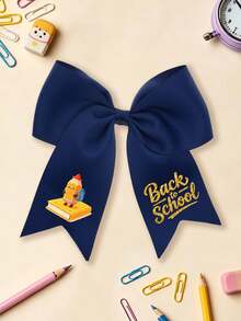 1pc Back To School Cartoon Pencil Print Big Bow Hair Clip, Academy Style Ribbon Hair Clip, Sweet Student Hair Accessory, Suitable For Children - Pencil - View 6