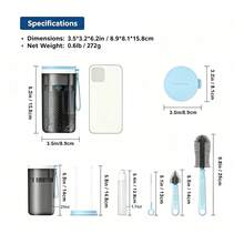 1 Set Portable Silicone Baby Bottle Brush Kit With Nipple Brush, Drain Rack, For Outdoor Travel Use - Baby Blue - View 2