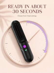 Portable Wireless Hair Straightening Brush, 2600mAh USB-C Rechargeable Styling Brush, 3 Temperature Settings, Compact Wireless Straight & Wavy Hair Styling Comb - Multicolor - View 7