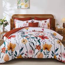 8 Pieces Yellow Floral Comforter Set Queen King, Botanical Bed In A Bag,Elegant Bright Flower Reversible Soft Microfiber Comforter Bedding Set Halloween Decor Fall Home Decor Room Bedroom Deocr Christmas Gift All Season - Yellow-1325 - View 22
