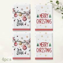 2pcs Christmas Tree Snowflake Bell Letter Print Kitchen Towels, Cozy Holiday Style Hand Towels, Suitable For Christmas Celebration, Christmas Party, Kitchen Decor, Baking Scenes And Winter Home Decoration - Multicolor - View 8