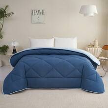 Soft Quilted Polyester Comforter With Reversible Design And Diamond Stitching, Comfortable Bed Filling, Available In Sizes 180x240cm, 220x240cm, And 240x260cm - Blue - View 2