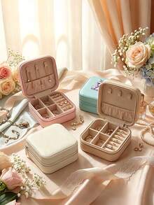 1pc Travel Jewelry Box, Large Capacity Jewelry Storage Box, Jewelry Organizer Box, Multi-Functional Jewelry Display Box, Jewelry Storage And Organizer Box, Portable Travel Jewelry Box, Travel Essential, Perfect Gift For Women - Multicolor - View 2
