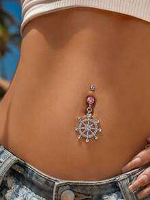 1 buah Perhiasan Tindik Pusar Wanita Niche High-End Anchor & Helm Stainless Steel - MultiWarna - View 1