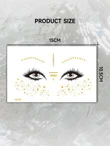 2 Sheets Gold Temporary Tattoos Gold Freckles Metallic Tattoos Women Adult Waterproof Gold Henna Temporary Tattoos Feather Flower Star Mandala Pattern Suitable For Beach Festival Music Party,Formulated Without Henna - Gold - View 4