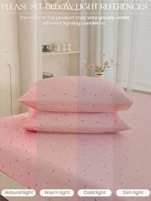 2pcs Pink Striped Heart Pattern Pillowcase And Decorative Throw Pillow Cover Set, Suitable For Bedding - Pink - View 7