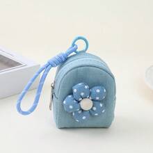 Cute Denim Mini Coin Purse, 3D Flower Decor Zipper Wallet, Portable Keychain Pouch, Small Earphone Storage Bag For Women Girls Gift - Multicolor - View 10