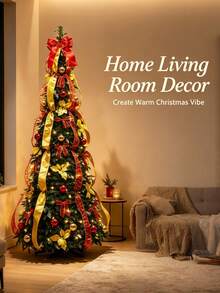 1.8 M Collapsible Artificial Christmas Tree, Quick & Easy To Assemble, Fold‑Up Xmas Holiday Decor Tree With Stable Stand For Indoor Home Party Decoration - Christmas Tree - View 2