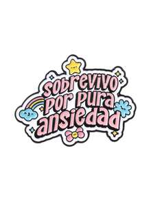 Pastel Spanish Slogan Enamel Pin Rainbow Cloud Sweet‑Cool Cartoon Text Lapel Badge For Backpack Jacket Decor - Multicolor - View 10