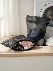 1/3/6pcs Black Mesh Laundry Bag Machine Washing Clothes Storage Bag Underwear Bra Delicates Protection Zipper Closure Household Cleaning Essential Organize - Multicolor - View 6