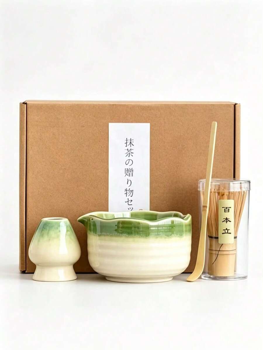 1pc/4pcs/7pcs Set Gradient Green/Pure Pink Japanese Kiln-Fired Matcha Tea Set, Other Tea Sets, Complete Matcha Tool Set, Full Matcha Tool Set, Matcha Set, Matcha Whisk Set, Matcha Tools, Matcha, Matcha Plate, Matcha Tools, Cup, Matcha Related Products, Including Matcha Bowl, Matcha Whisk, Matcha Cup, Matcha Whisk, Matcha Spoon, Matcha Bowl, Matcha Saucer, Matcha - Multicolor - View 1