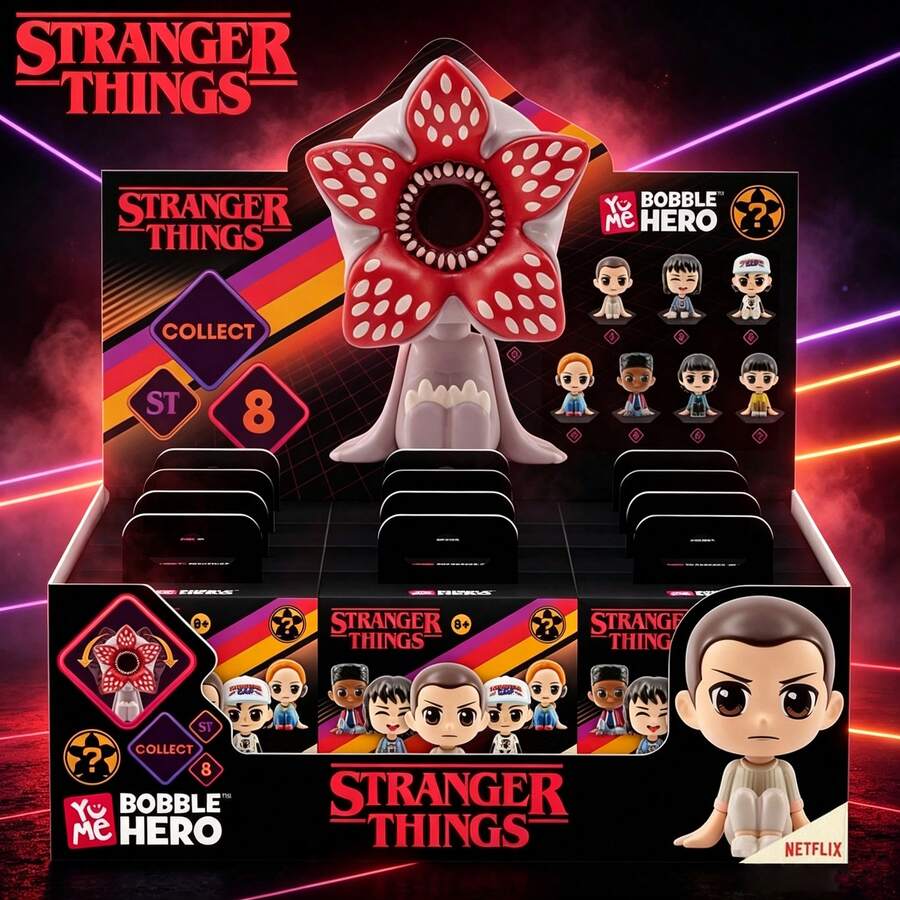 Netflix Stranger Things Bobble Hero Bobblehead Blind Box, Eleven Featured Mini Collectible Figure, TV Themed Desktop Ornament Decor Small Toy, Ideal Birthday Fandom Gift For Fans & Friends, Official Authentic Licensed[Non-Plush Filled] - Multicolor - View 1