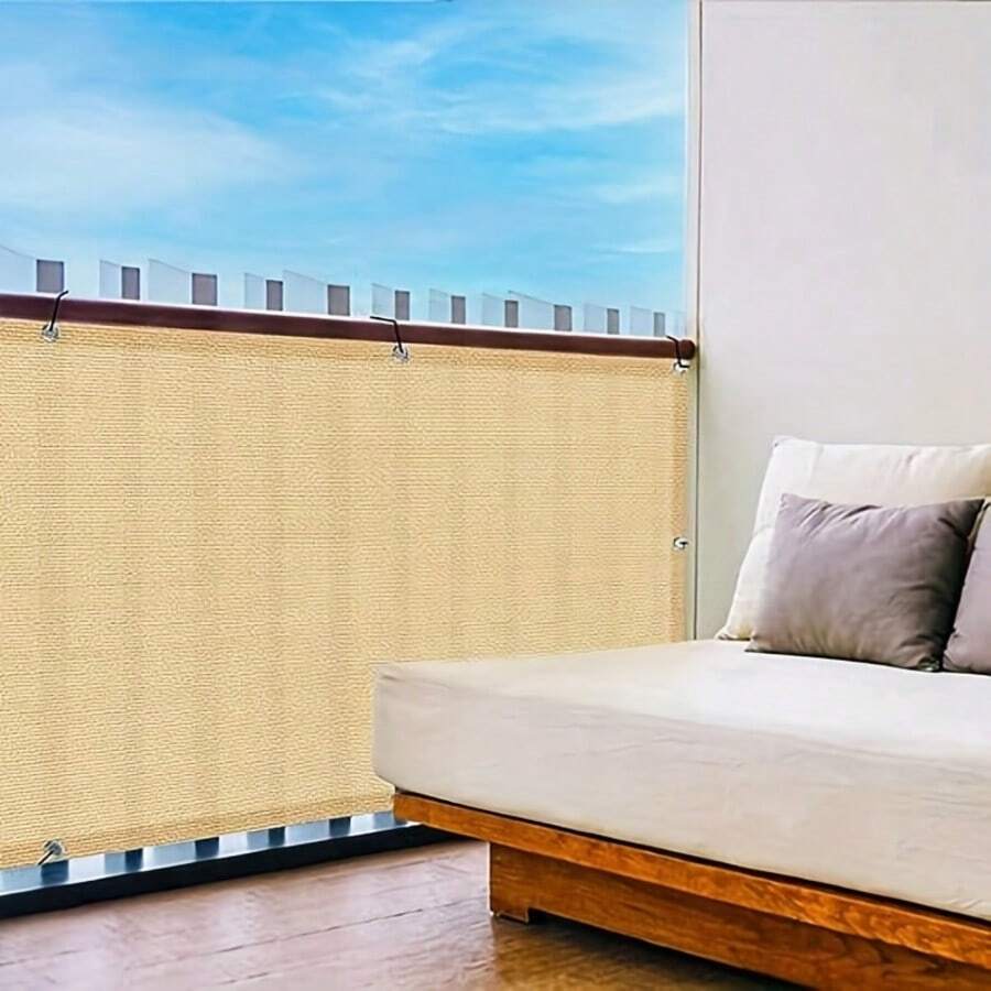 1pc Balcony Privacy Screen - Patio Privacy Screen 3.28x9.84 FT Black Mesh Plastic Mesh Fence Cover For Apartments, Balcony Cover, Patio Decor, Deck, Porch, Backyard, Pool, Wall, Outdoor Shade Panels - Balcony Privacy Screen - View 1