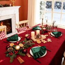 1/2/4pcs Christmas Velvet Round Ruffle Placemats, Nordic Country Style Table Mats - Green - View 7