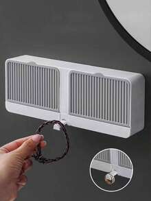 1pc Large Capacity Dual Compartment Storage Rack, Waterproof Soap Box, Soap Tray, Wall-Mounted Storage Box, Multi-Functional Shelf, Bathroom Waterproof Storage Box, Bathroom Soap Dish, Bathroom Accessories, Home Decor, Autumn Decor, Back To School Decor - Multicolor - View 1