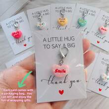 30Pcs/10Sets/1PC Colorful Heart-Shaped Resin Keychain Set, Multi-Color Heart Keychain Pendant, Suitable For Bag Decoration, Car Key Accessories, Includes Thank You Card, Perfect For Birthday, Wedding, Teacher's Day, Thanksgiving And Christmas Gifts, Party Favors - Multicolor - View 5